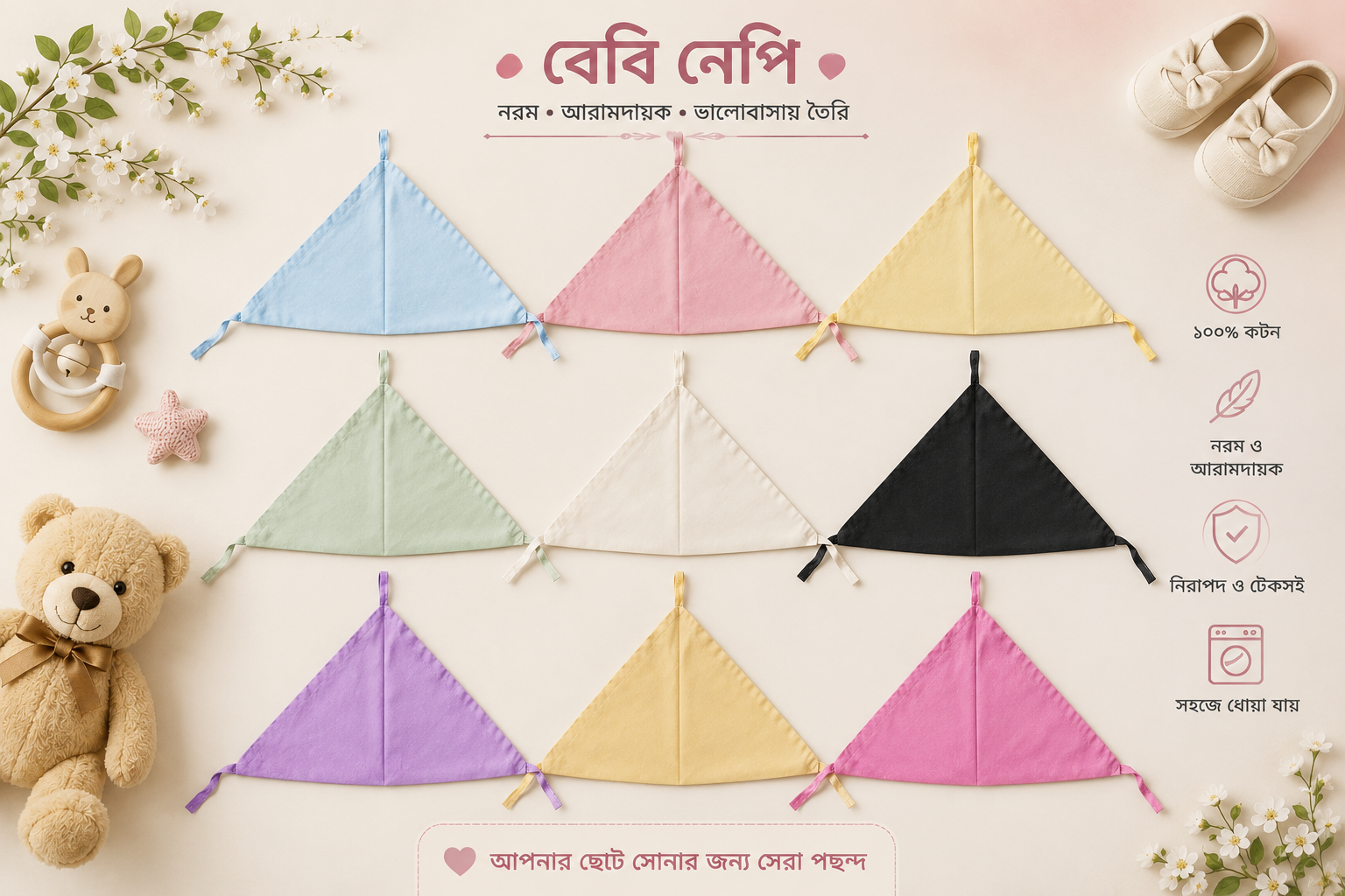 প্রিমিয়াম সুতি বেবি নেপি